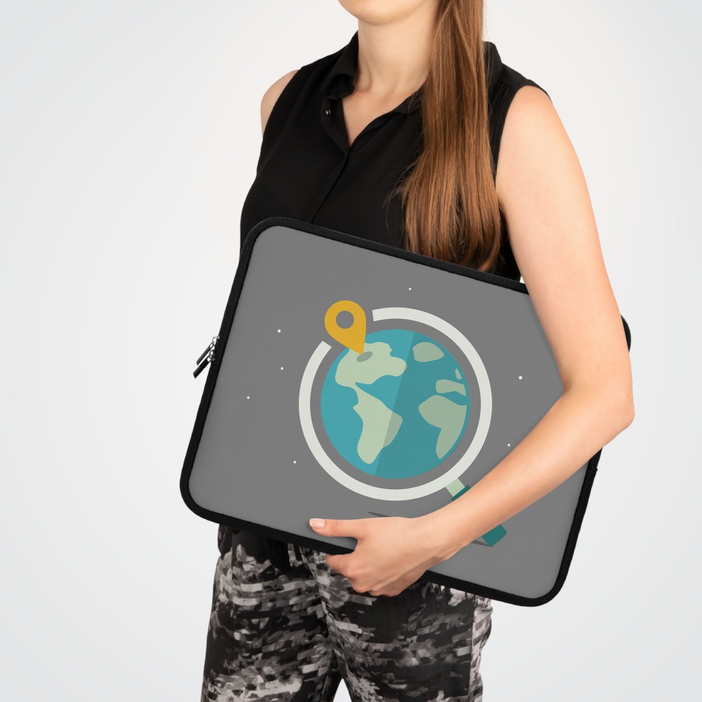Explore the World | World Map & Magnifying Glass Laptop Sleeve