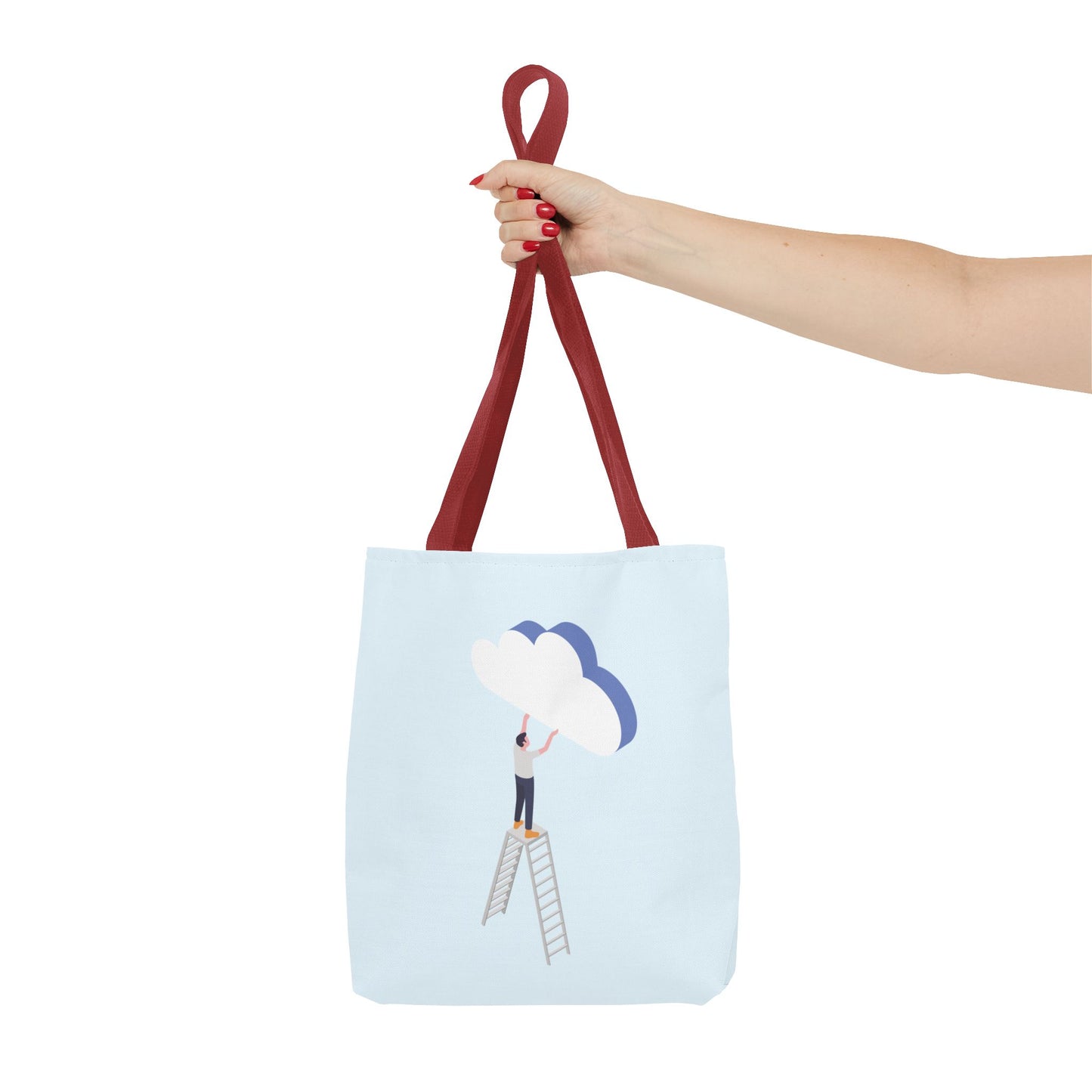 Hold Your Dreams | Artistic Tote Bag with Man Hugging a Cloud