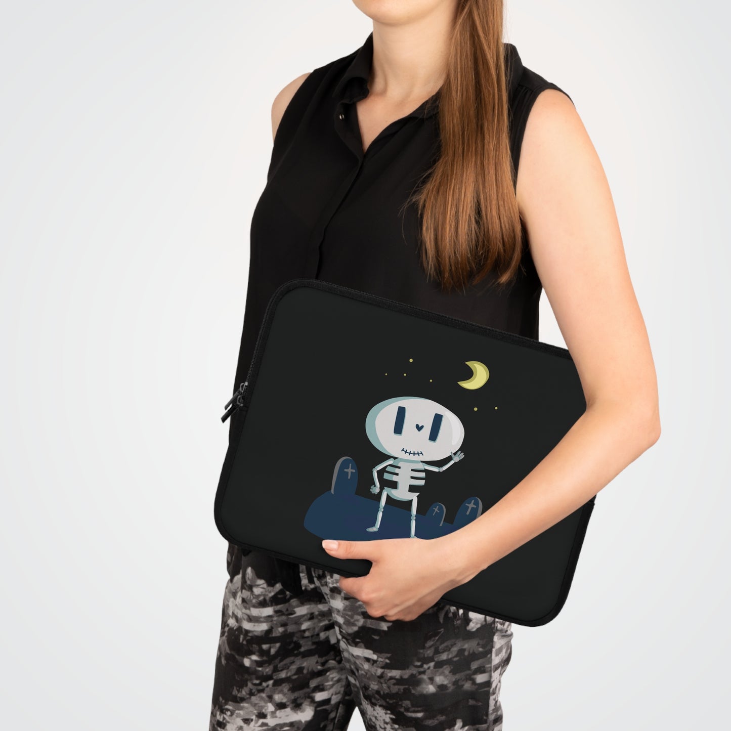 Funny Bones Vibes | Cartoon Skeleton Laptop Sleeve Fun & Playful