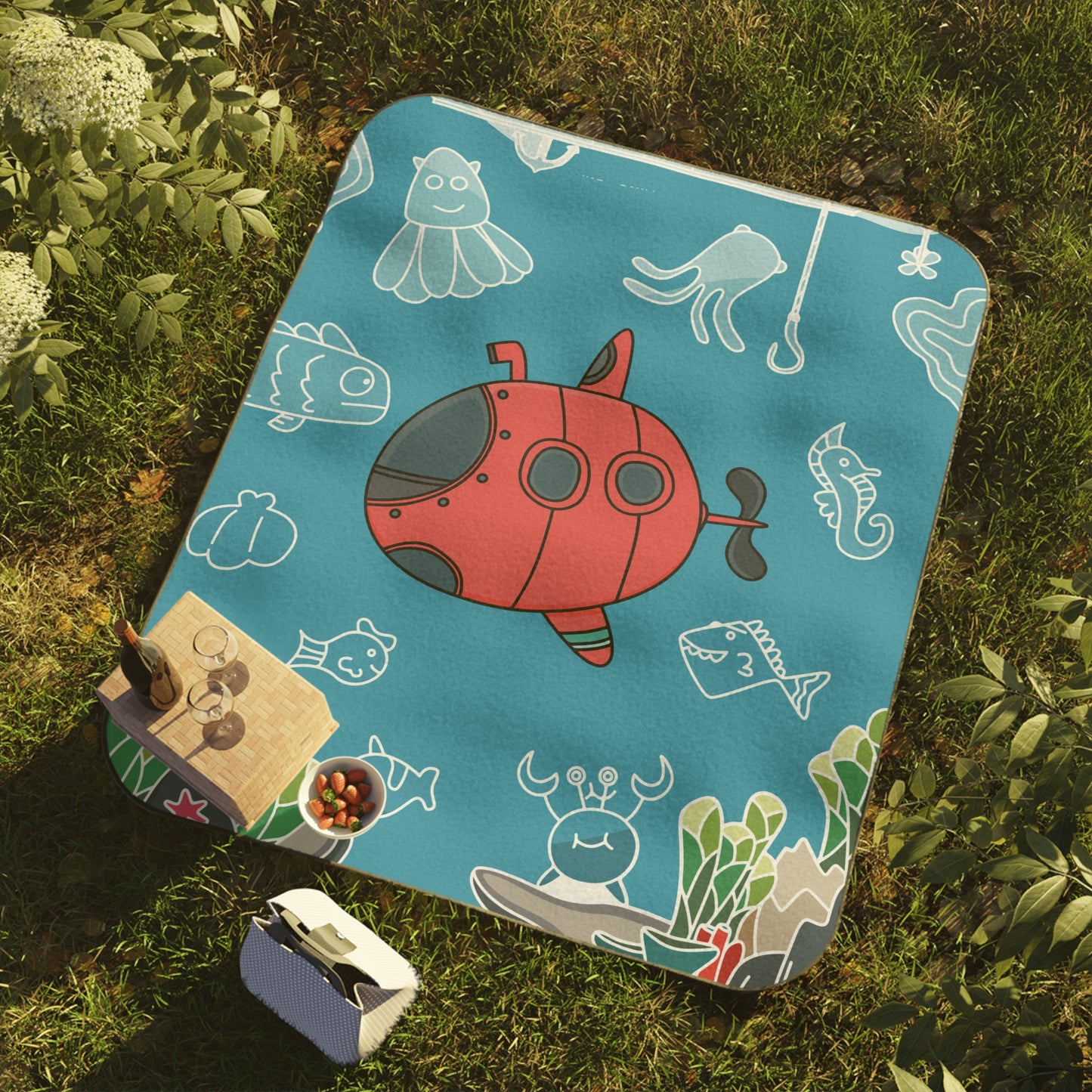Ocean Dive Adventure Picnic Blanket | Underwater Ocean Vibes Outdoor Blanket