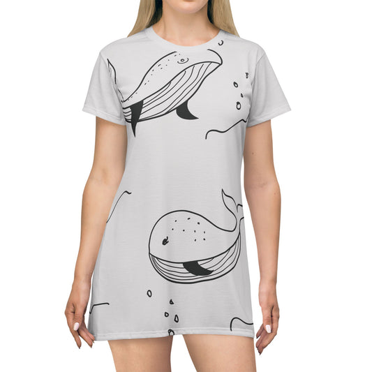 T-Shirt Dress | Cute Whale Duo for a Chill & Happy Day