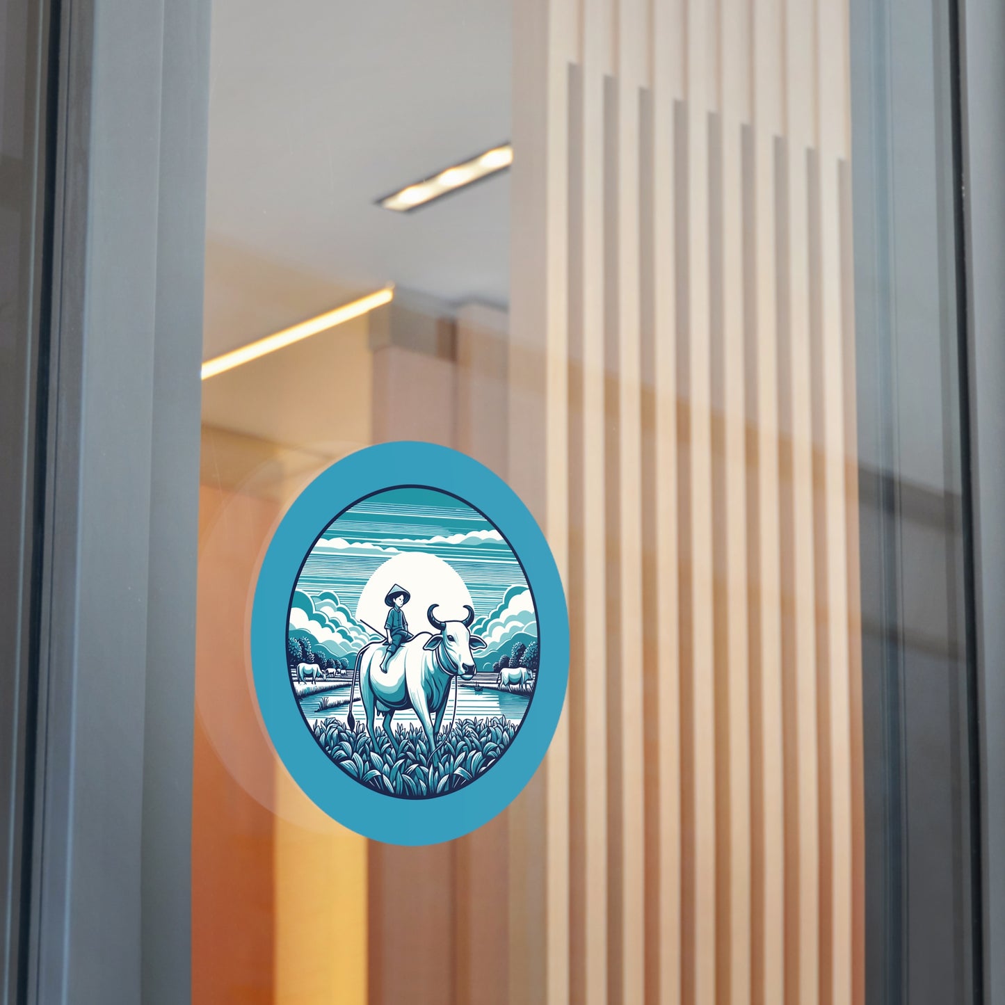 Round Sticker | Buffalo Boy in the Meadow