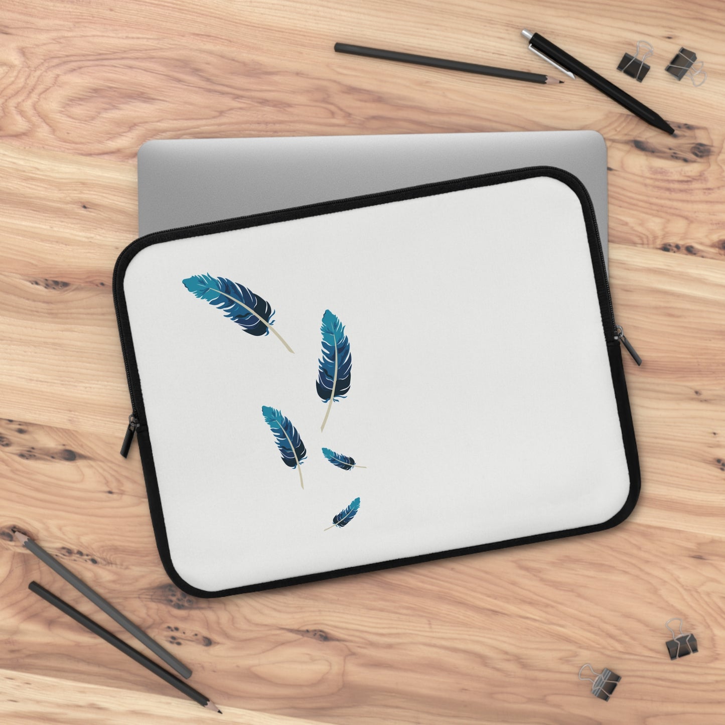 Falling Feather Mood | Artistic Feather Design Laptop Sleeve with Soft Aesthetic