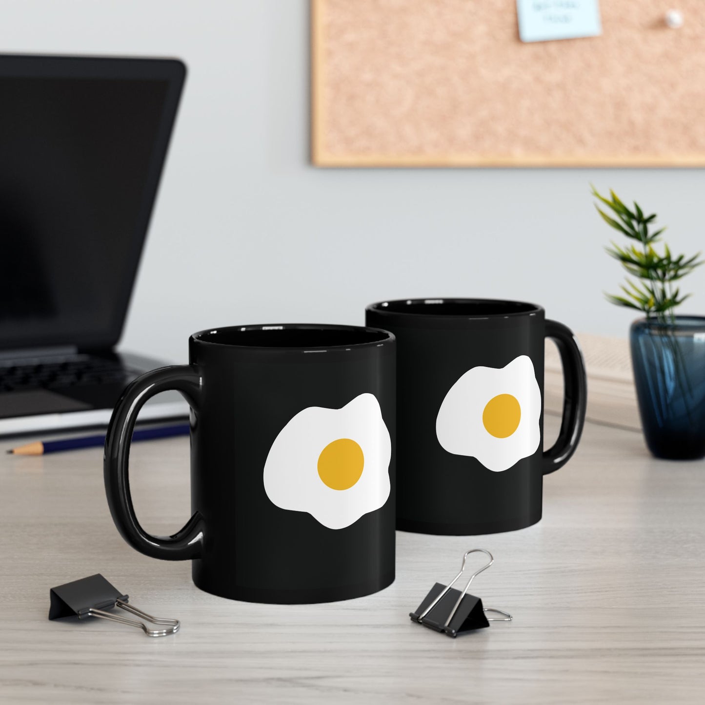 Sunny Breakfast | Black Ceramic Mug with Fried Egg Design