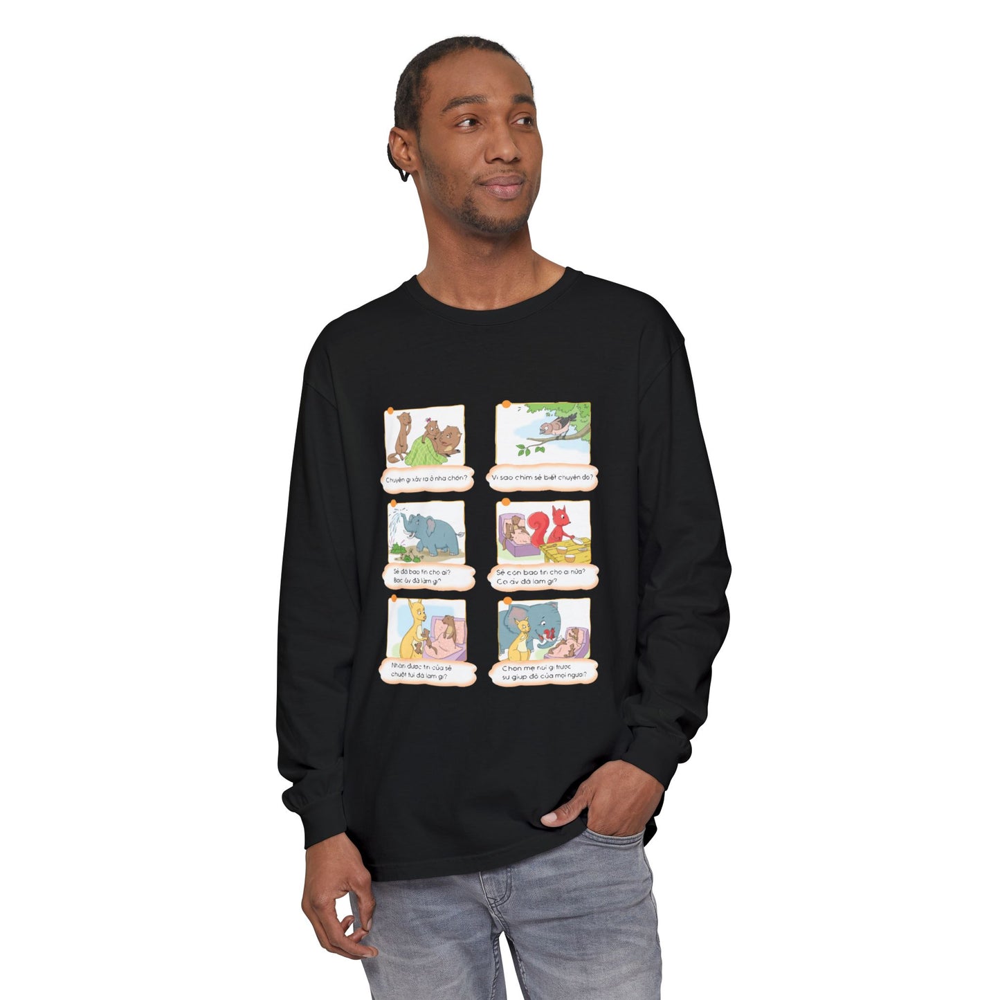 Premium Unisex Garment-Dyed Long Sleeve Tee | A Story of Kind Neighbors