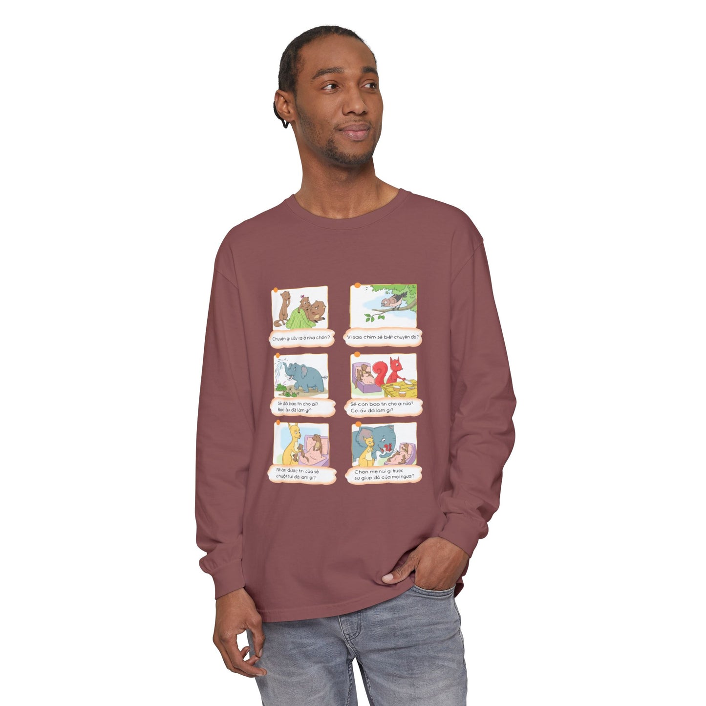 Premium Unisex Garment-Dyed Long Sleeve Tee | A Story of Kind Neighbors