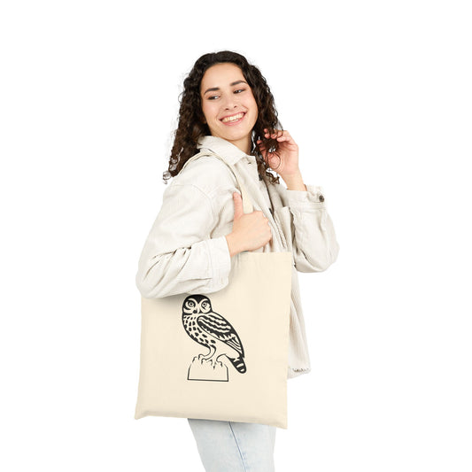 Natural Style | Cotton Canvas Tote Bag with Artistic Owl Print