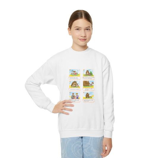 Premium Youth Crewneck Sweatshirt | The Story of the Kind Girl and Grateful Bear