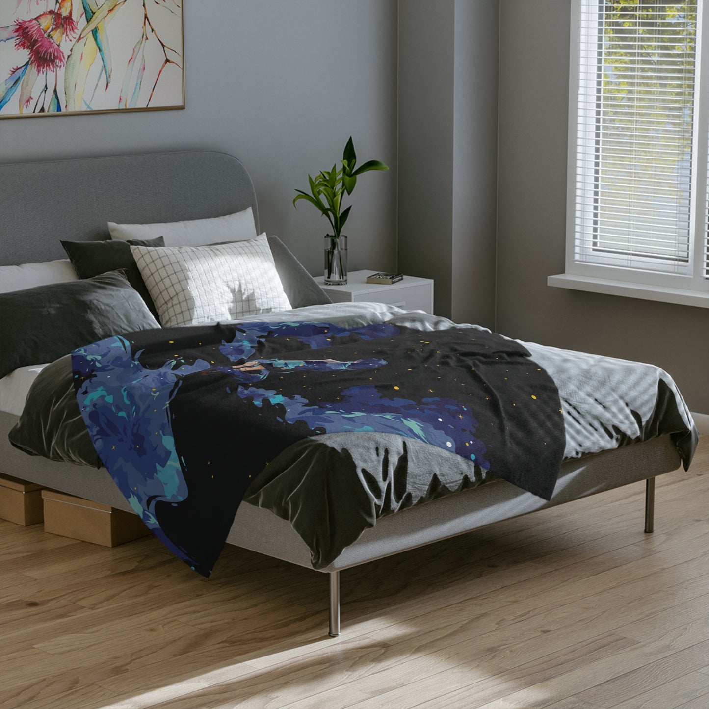 Premium Velveteen Microfiber Blanket | Girl Among the Stars