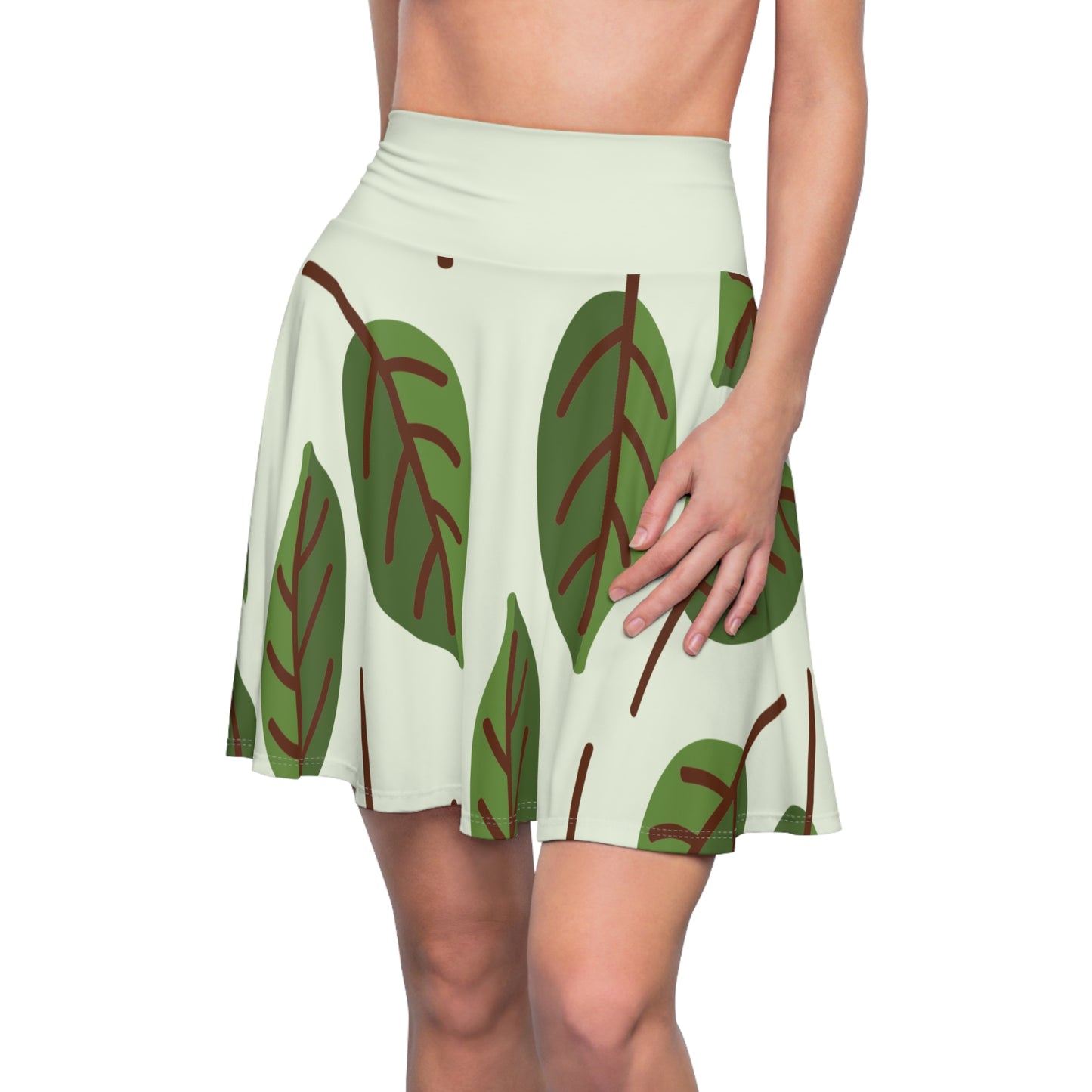 Leafy Freedom Vibes | Women’s Skater Skirt with Fresh Leaf Pattern