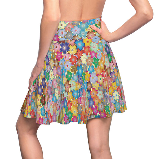 Color Bloom Dance | Colorful Floral Women’s Skater Skirt