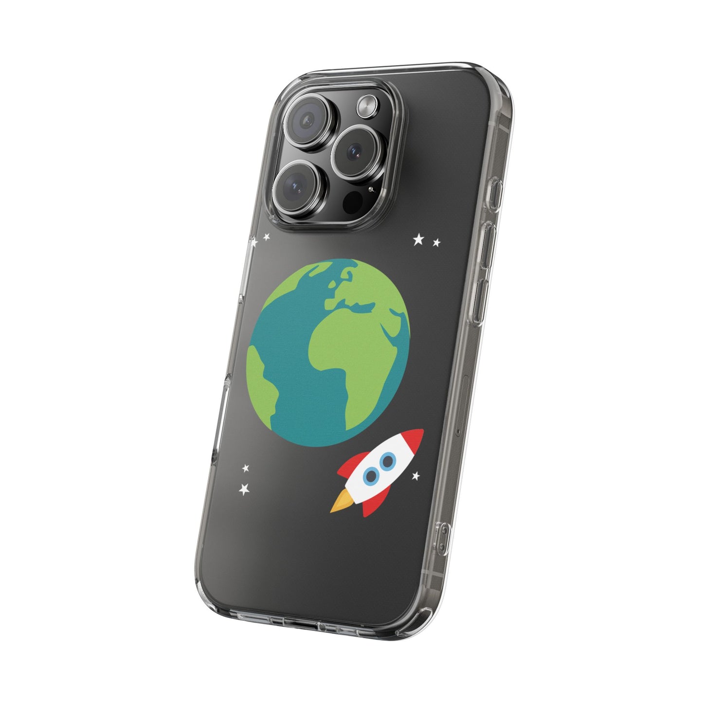 Everyday Launch | Clear Case with Rocket Leaving Earth | Bold – Bright – Space-Inspired Style