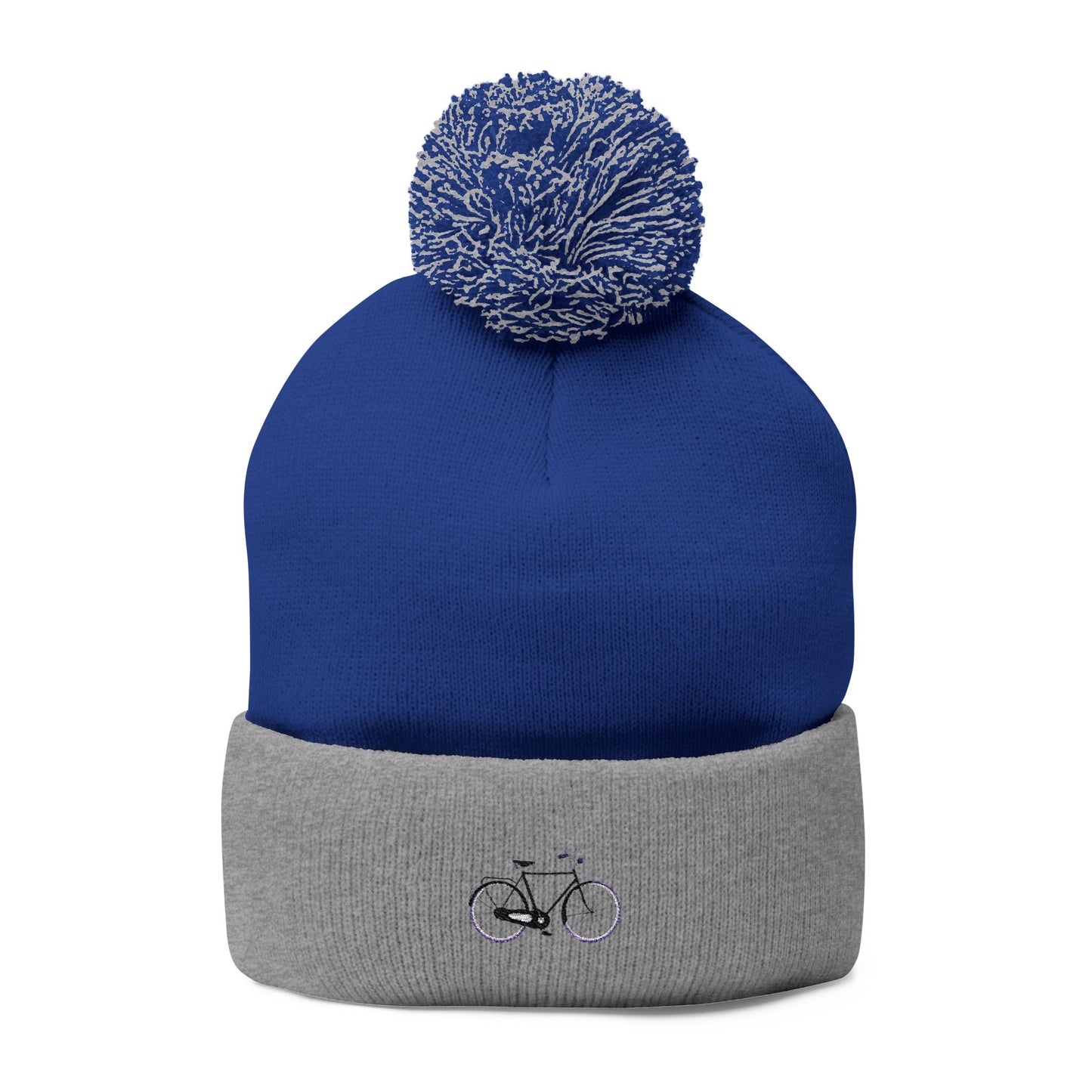 Freedom Bike | Artistic Embroidered Pom-Pom Knit Cap