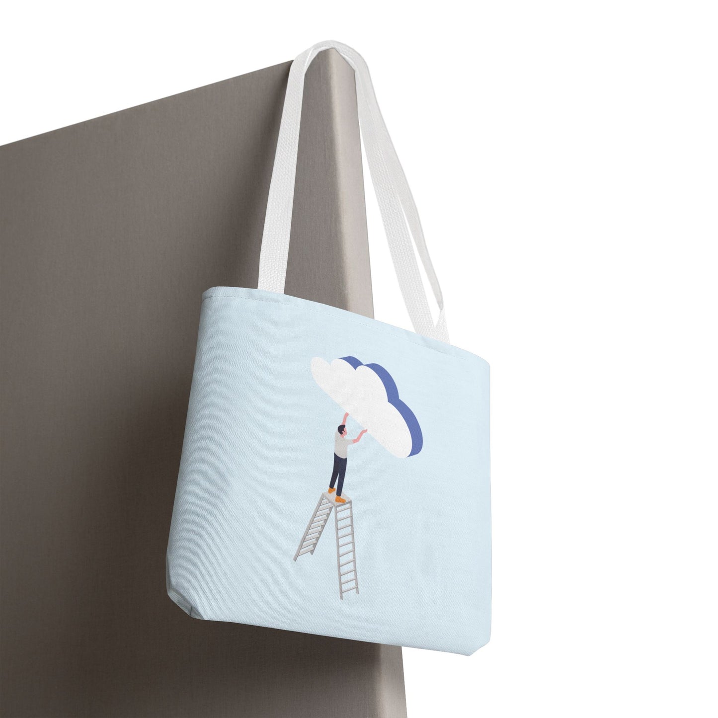 Hold Your Dreams | Artistic Tote Bag with Man Hugging a Cloud