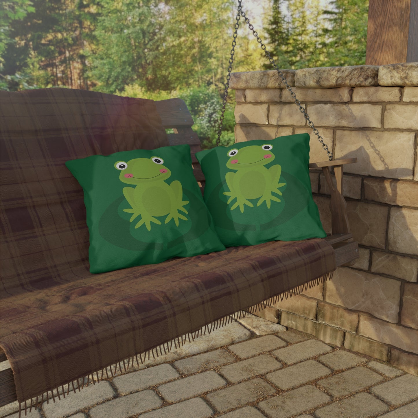 Green Frog Outdoor Pillow | Playful, Cute & Full of Personality