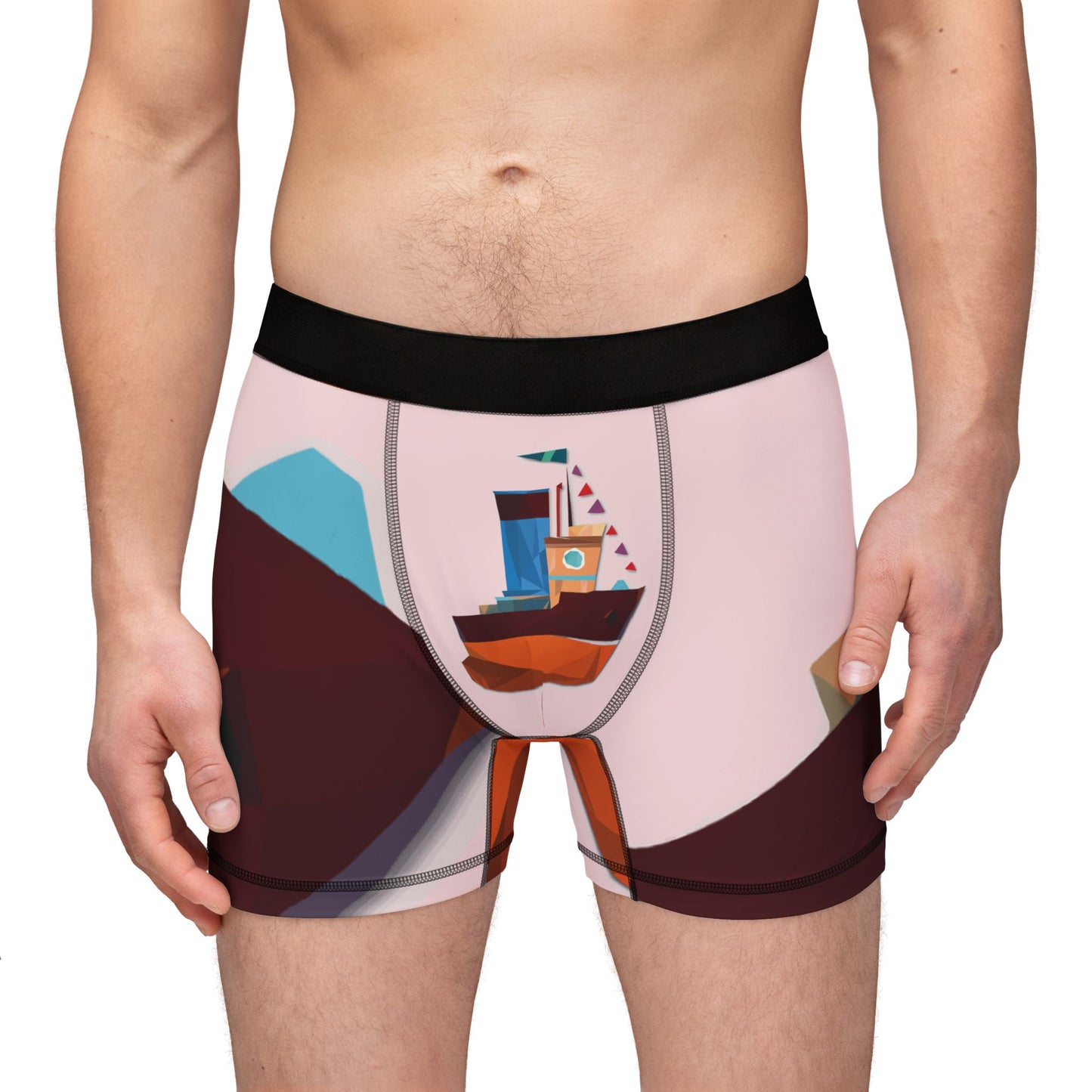 Sailing Geometry Freedom | Men’s Boxer Briefs with Geometric Sailboat Design