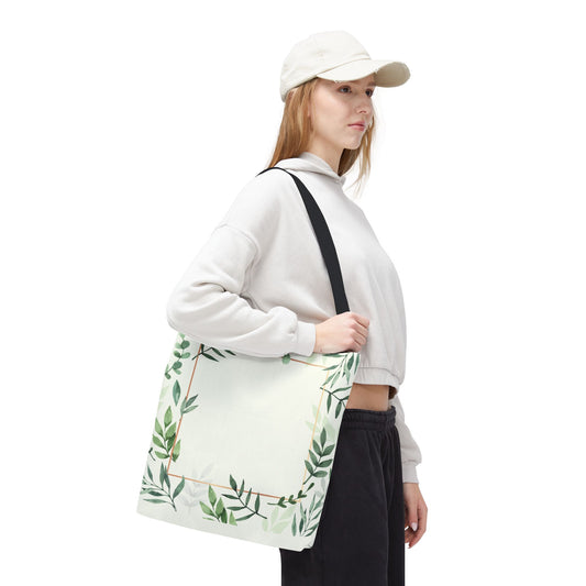 Watercolor Leaf Frame | Fresh Artistic Tote Bag for a Green Everyday Lifestyle