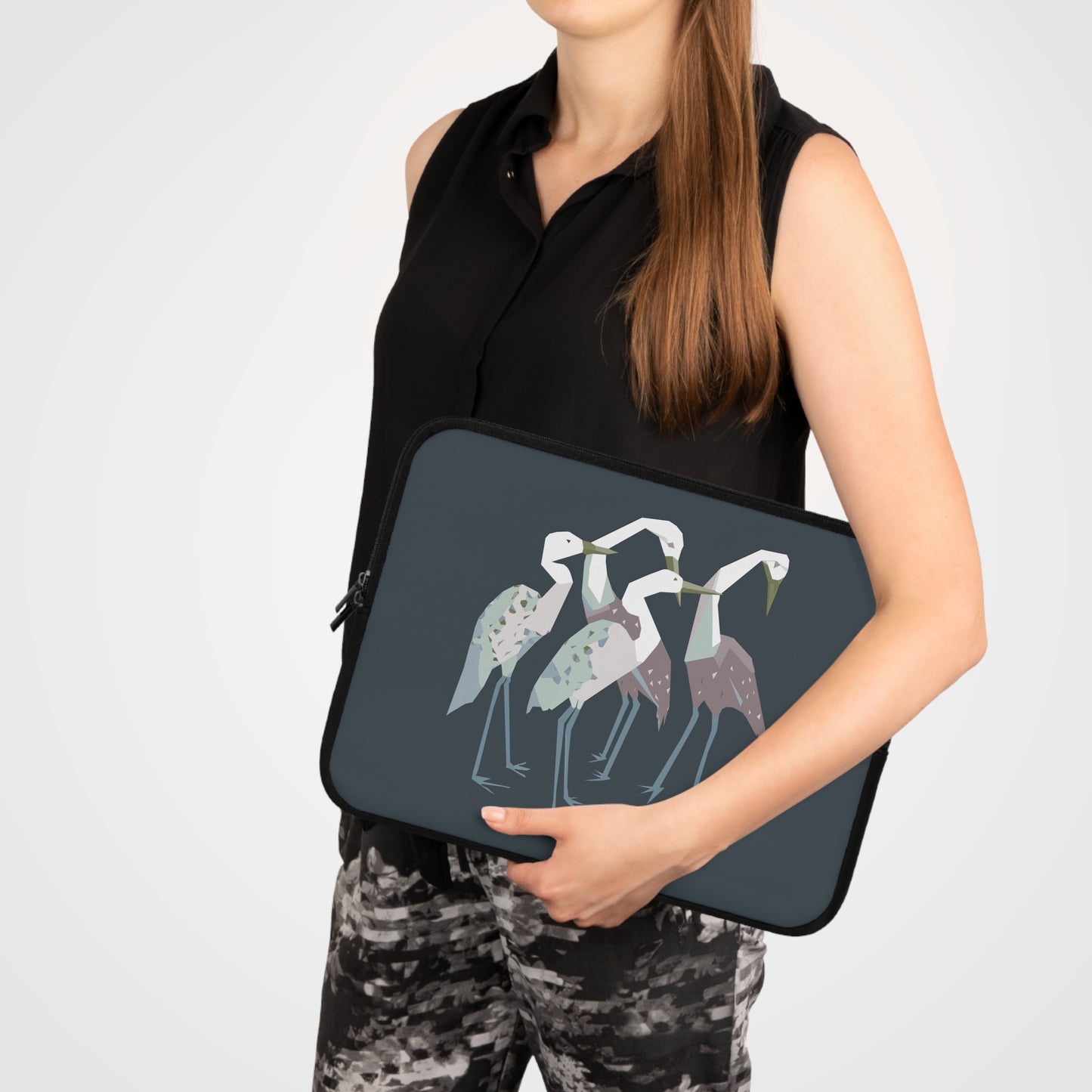 Heron Hand-Drawn Art Laptop Sleeve | Artistic & Free-Spirited Protective Case
