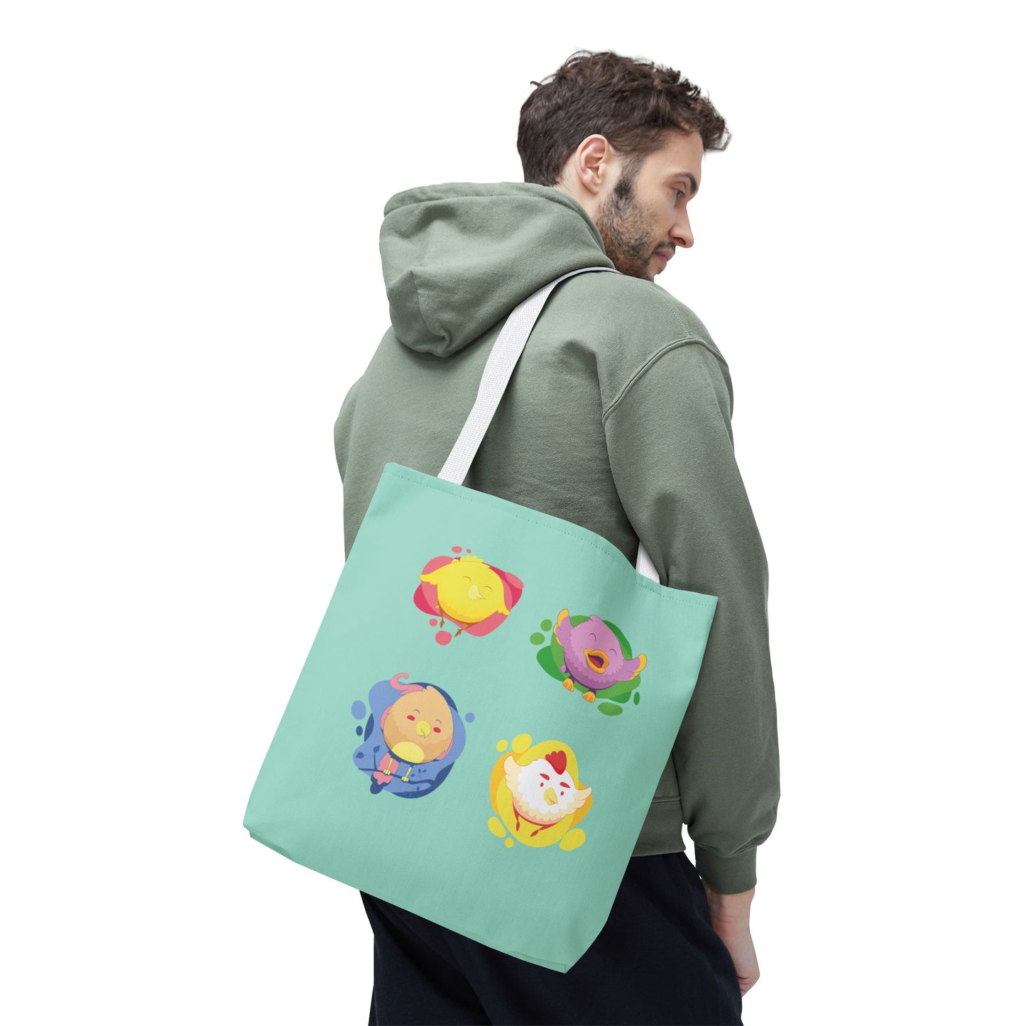 Happy Farm Friends | Cute Chicken & Parrot Tote Bag
