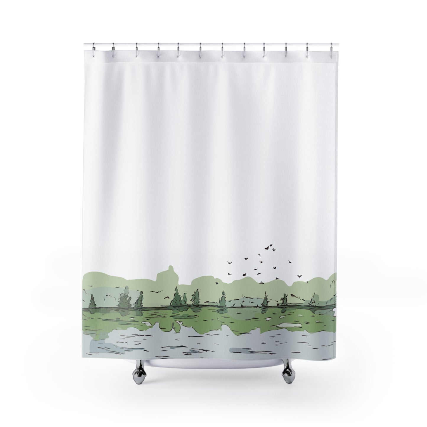 Flowing Freedom | River & Birds Shower Curtain