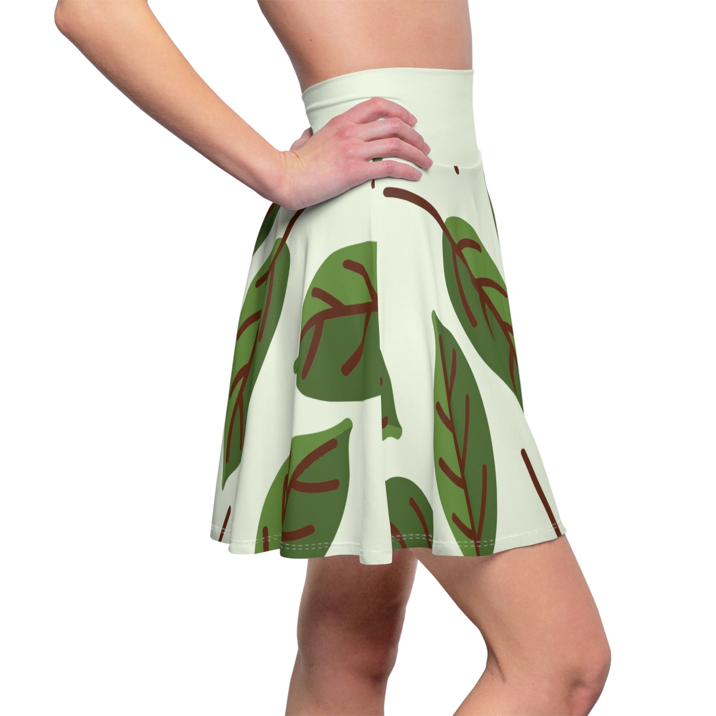 Leafy Freedom Vibes | Women’s Skater Skirt with Fresh Leaf Pattern