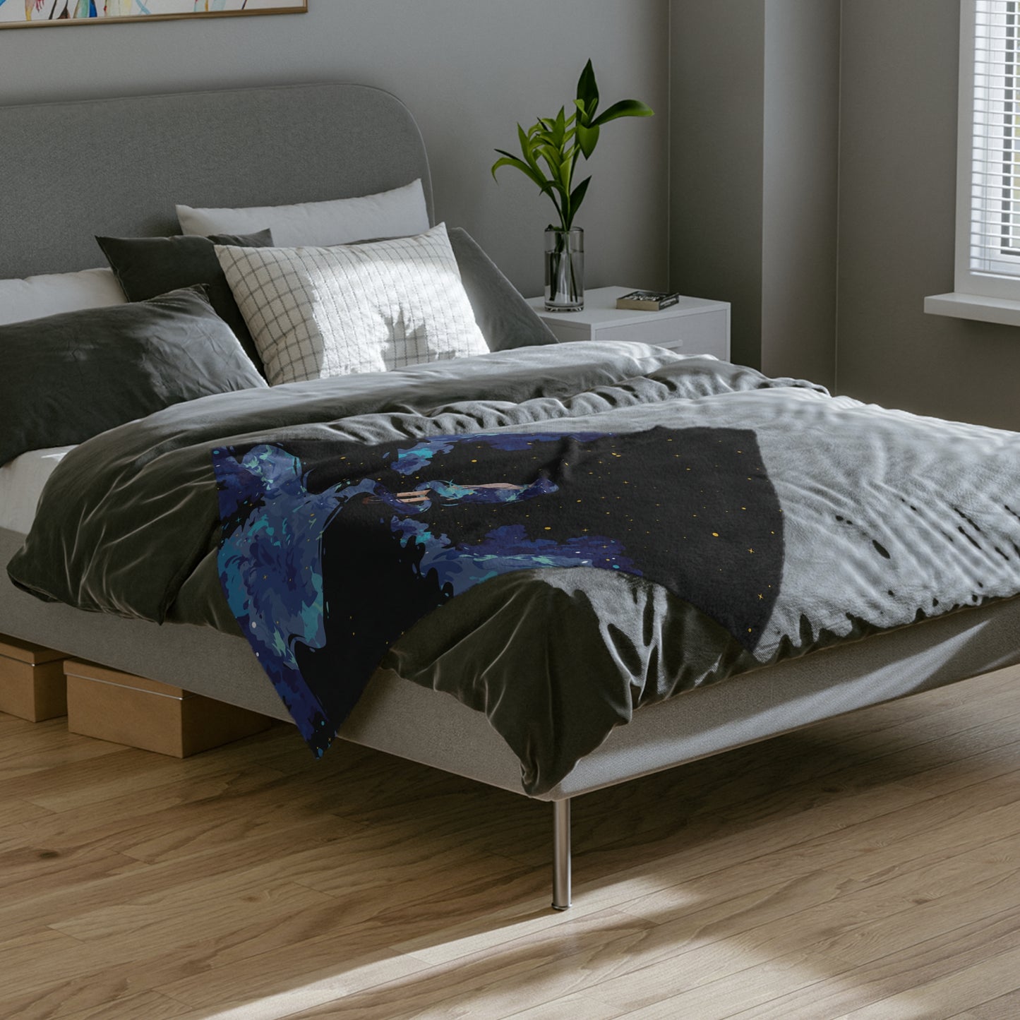 Premium Velveteen Microfiber Blanket | Girl Among the Stars