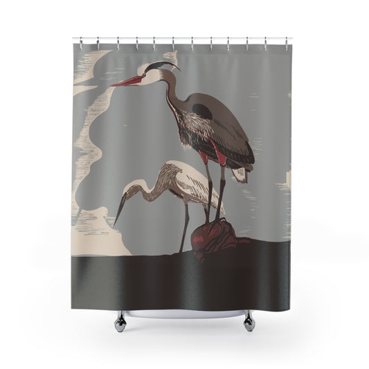 Heron Shower Curtain | Bring Nature’s Elegance to Your Bathroom | Artistic Touch for Every Shower