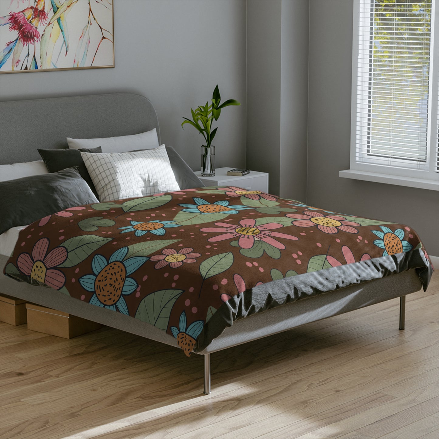 Vintage Fleabane Flower Blanket | Soft Elegance for Your Space
