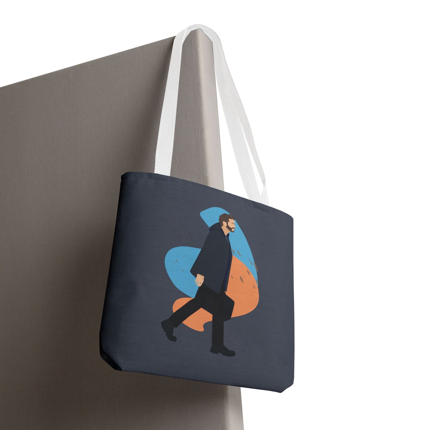 Workday Vibes | Artistic Tote Bag Featuring a Working Man