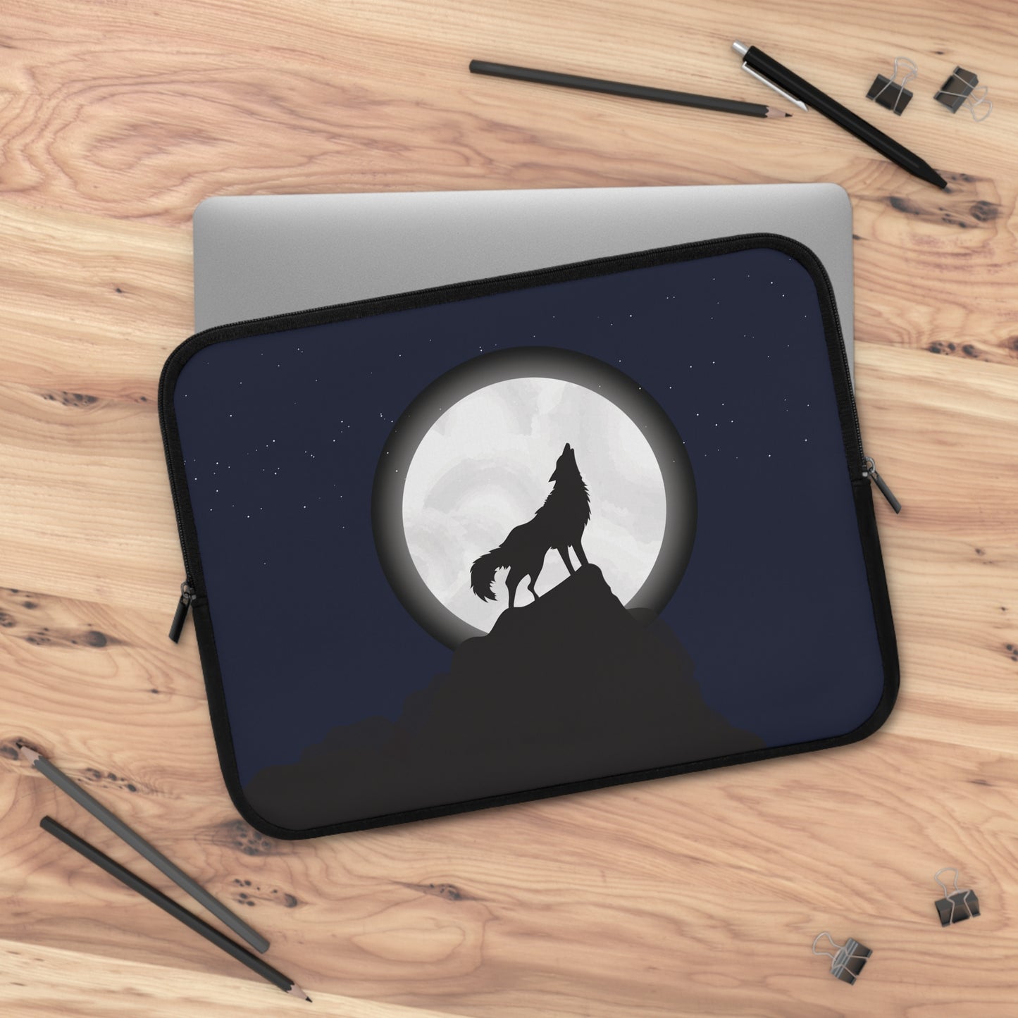 Moonlit Wolf Spirit | Wolf on Mountain Laptop Sleeve