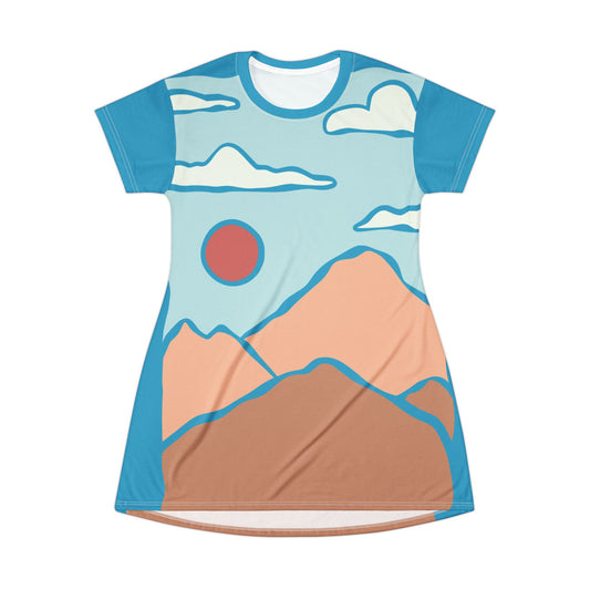 T-Shirt Dress – Sunrise Over Ocean & Mountain