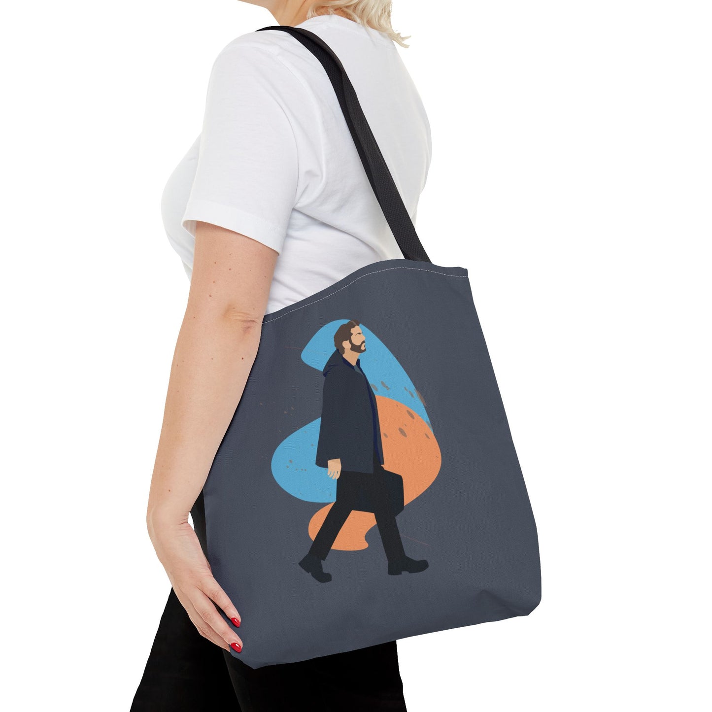 Workday Vibes | Artistic Tote Bag Featuring a Working Man