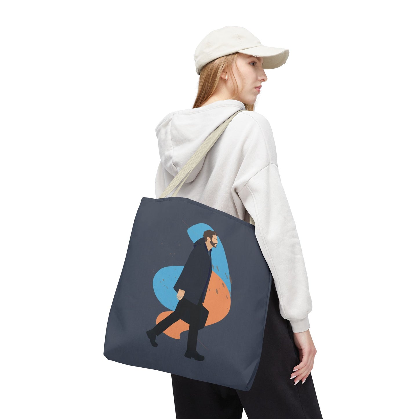Workday Vibes | Artistic Tote Bag Featuring a Working Man
