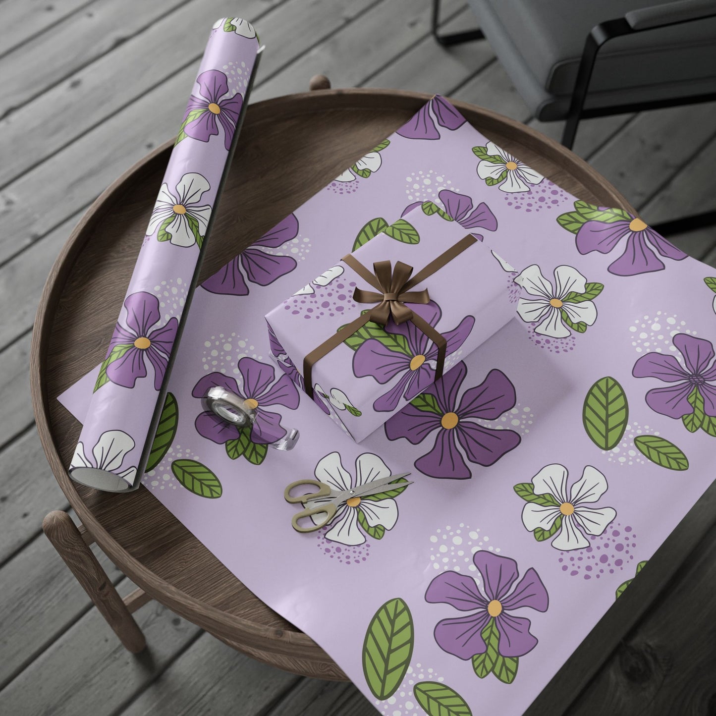 Purple Blossom Elegance | Premium Floral Wrapping Paper