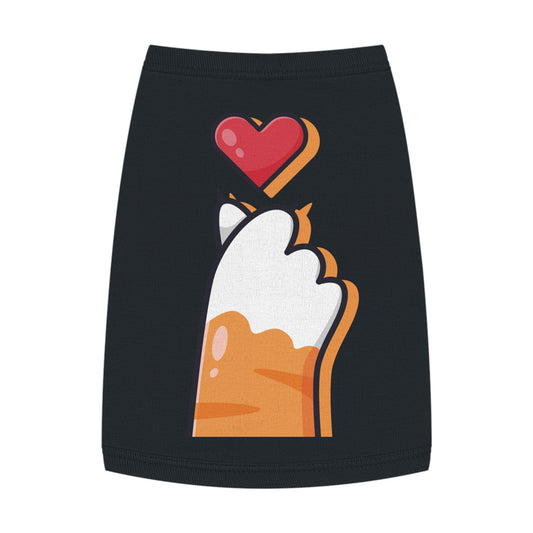 Dog Tank Top - White with Black Cat Paw Heart Design