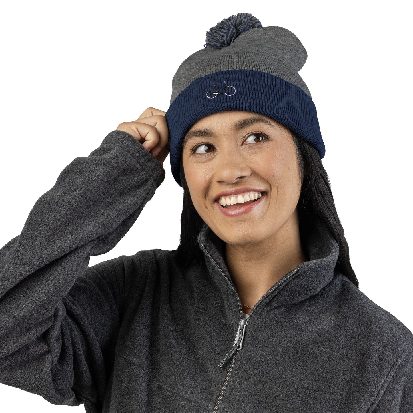 Freedom Bike | Artistic Embroidered Pom-Pom Knit Cap
