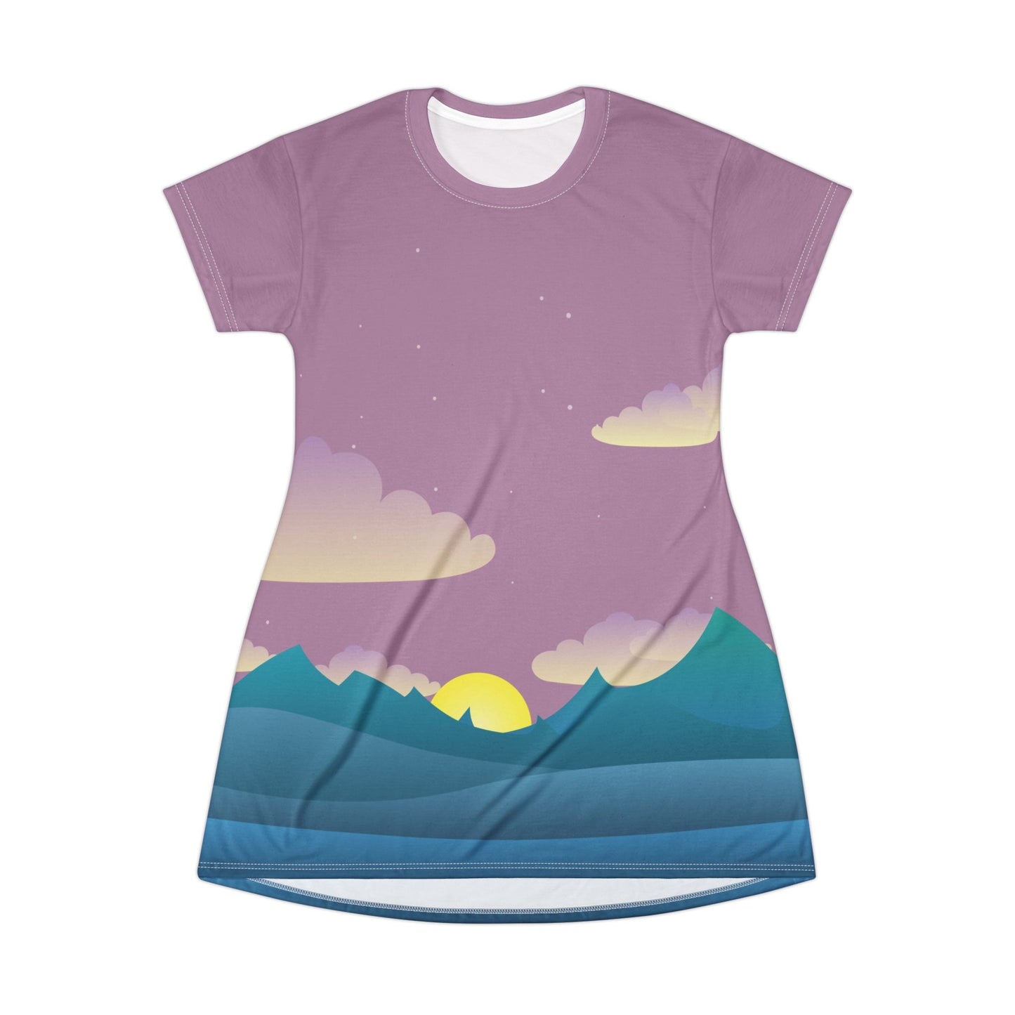 Sunset Horizon T-Shirt Dress | Bold Style – Vibrant – Chill Anytime