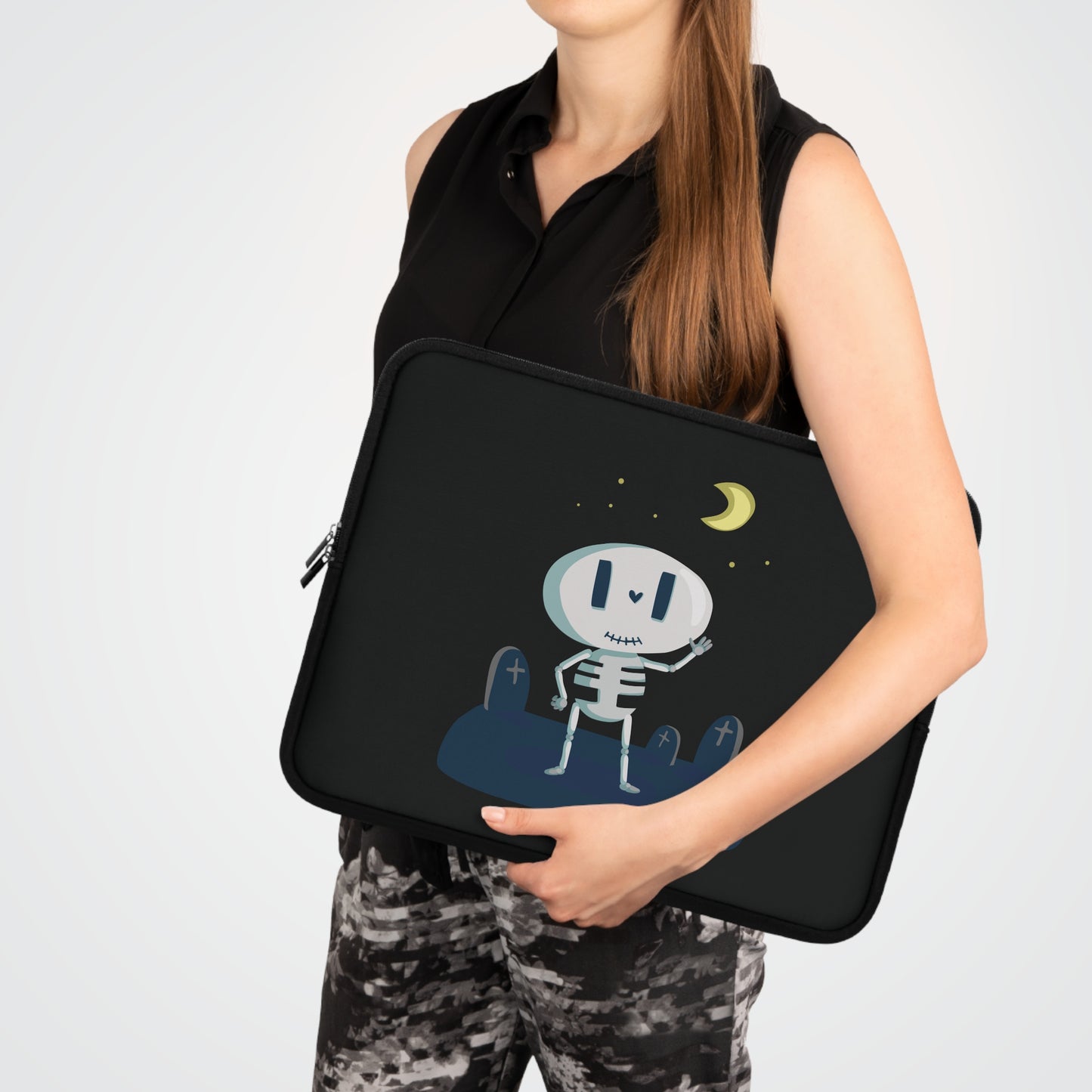 Funny Bones Vibes | Cartoon Skeleton Laptop Sleeve Fun & Playful