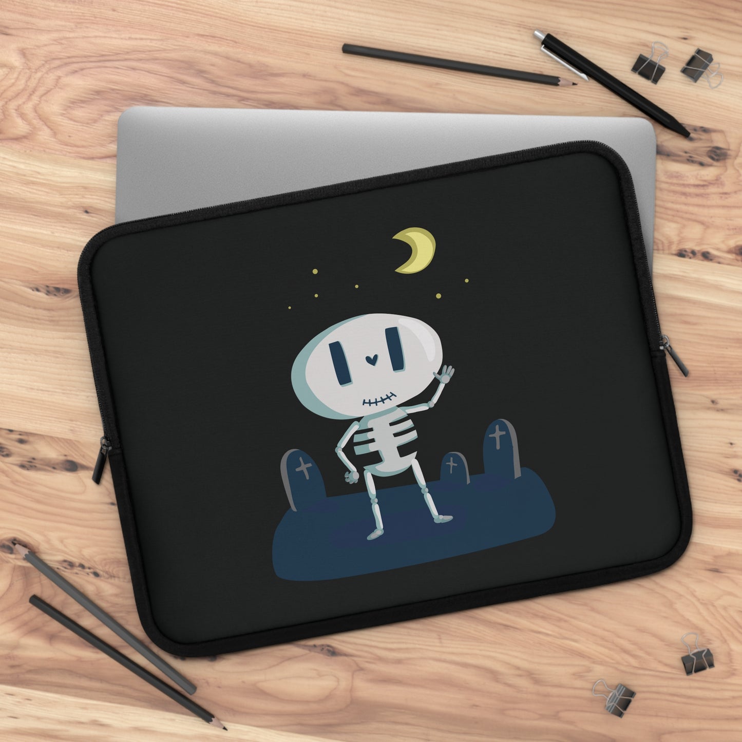 Funny Bones Vibes | Cartoon Skeleton Laptop Sleeve Fun & Playful