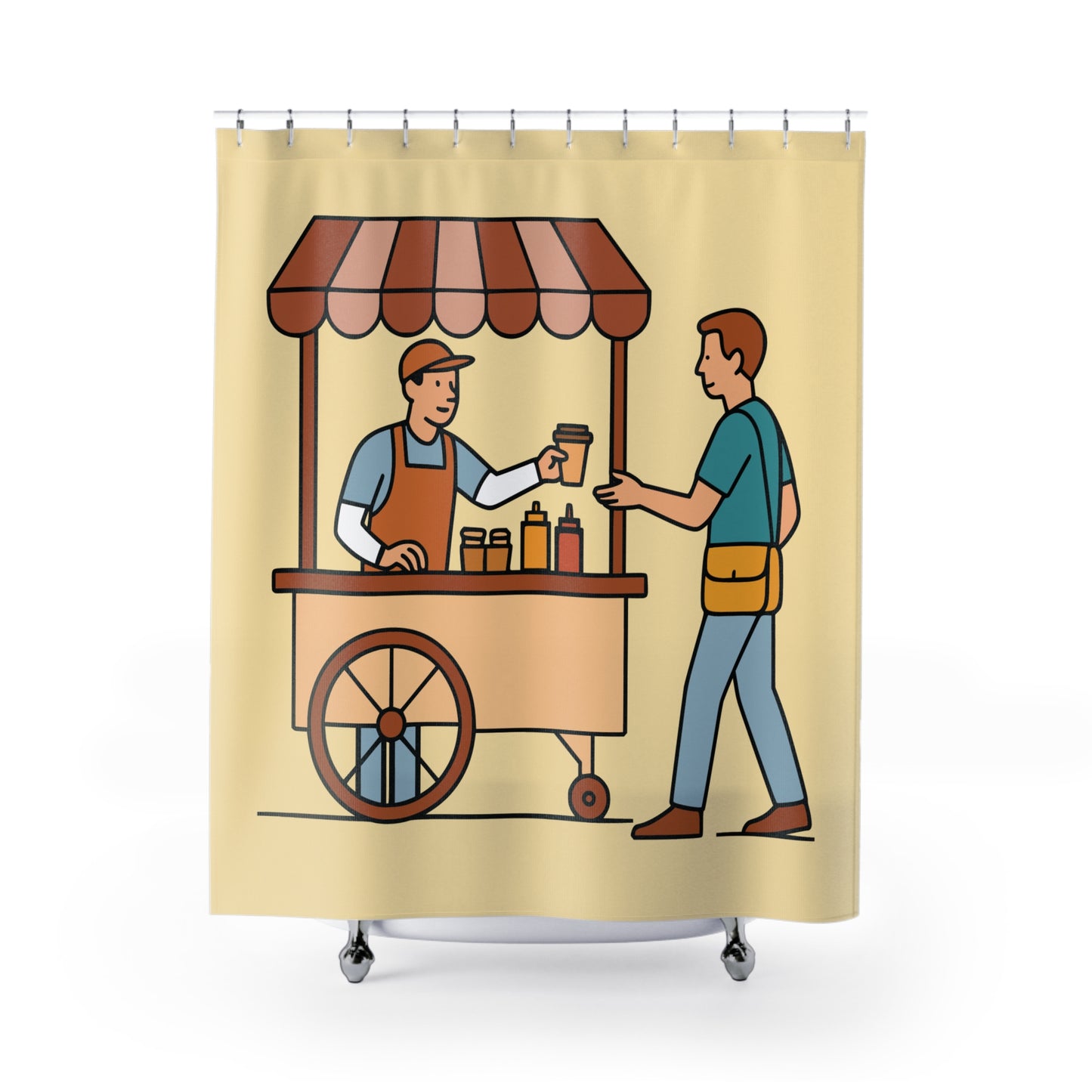 “Street Bites Splash” Shower Curtain | Food, Fun & Bathroom Flair