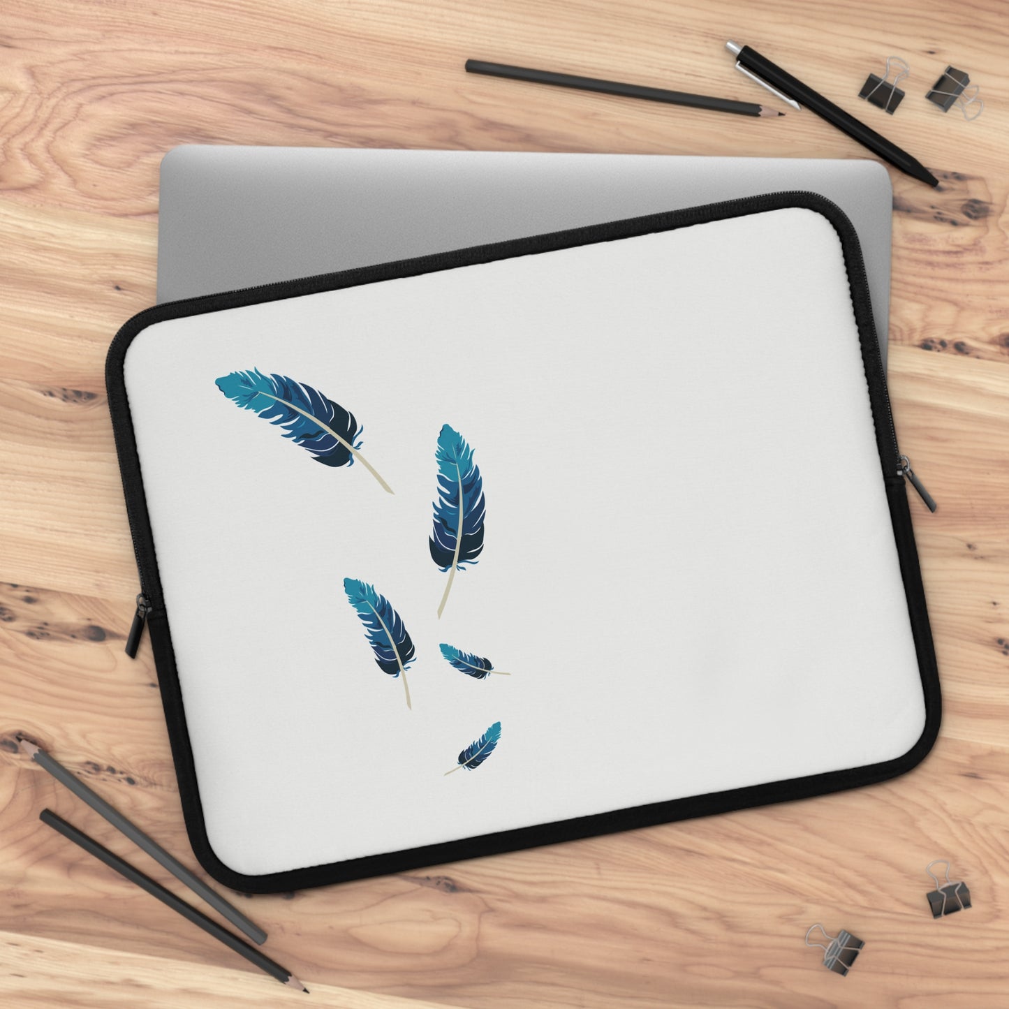 Falling Feather Mood | Artistic Feather Design Laptop Sleeve with Soft Aesthetic