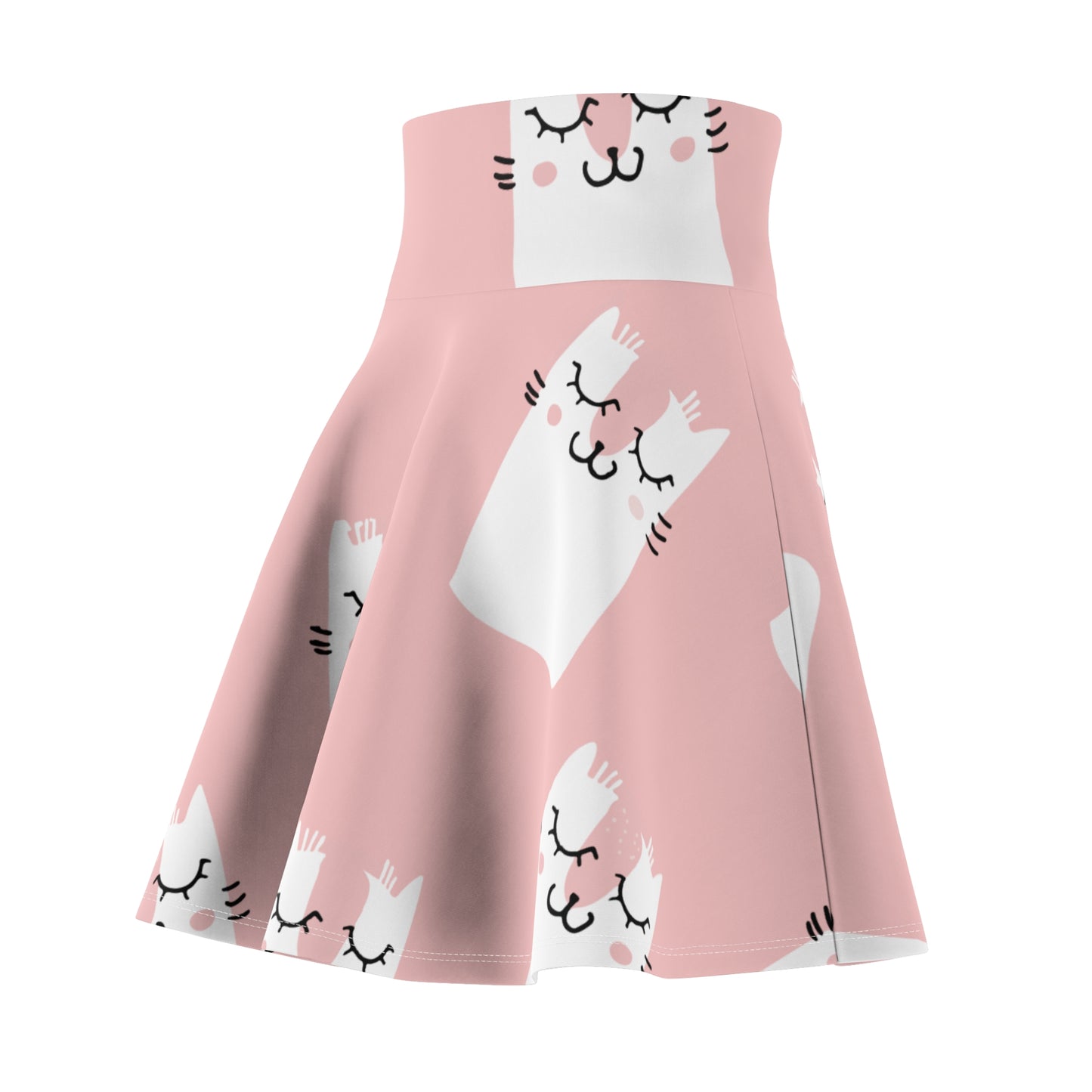 Pink Kitty Sweet Vibes Skater Skirt | Cute and Sweet Cat Design for Girls