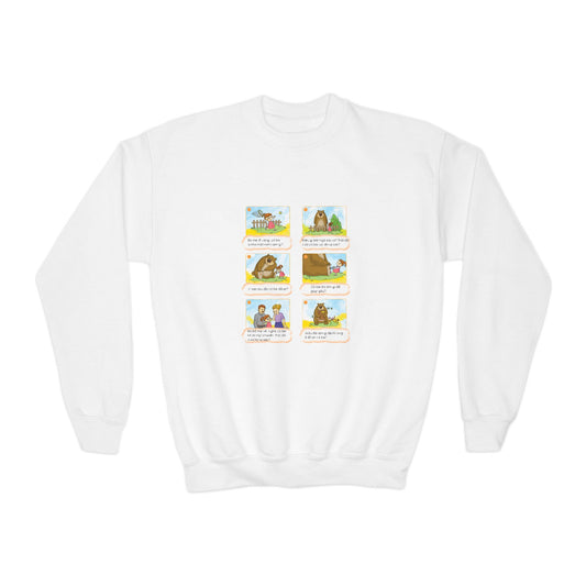 Premium Youth Crewneck Sweatshirt - The Story of the Kind Girl and Grateful Bear