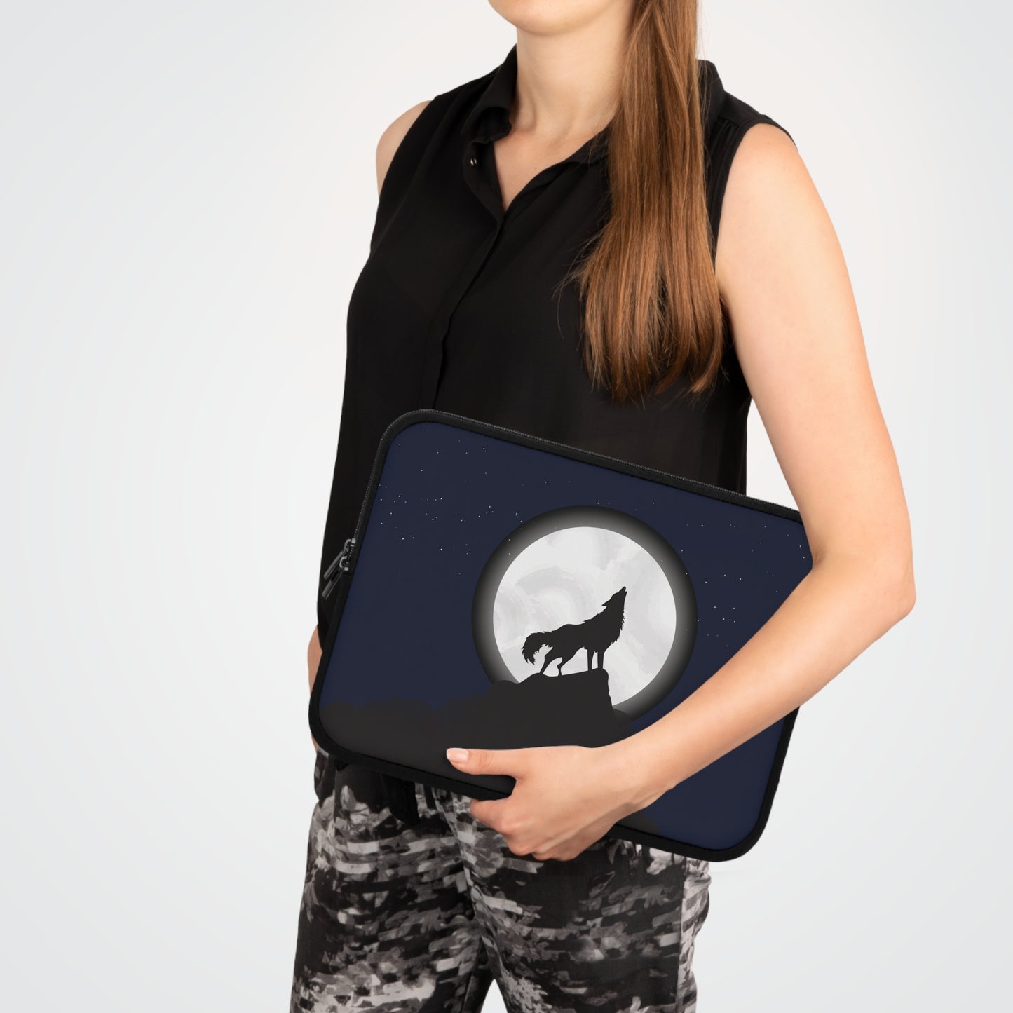 Moonlit Wolf Spirit | Wolf on Mountain Laptop Sleeve