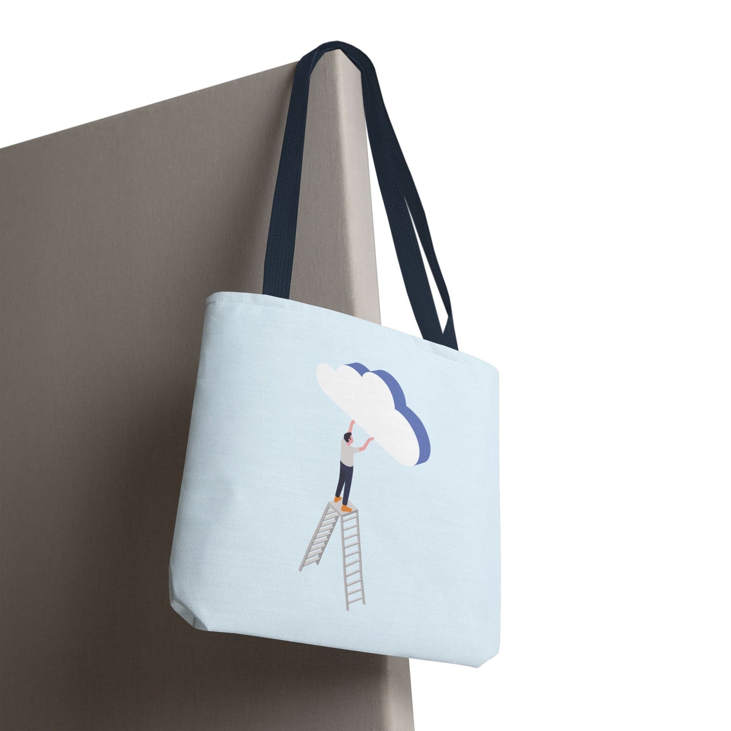 Hold Your Dreams | Artistic Tote Bag with Man Hugging a Cloud