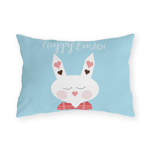 Easter Bunny Surprise | Cute Bunny in Easter Egg Outdoor Decorative Pillow