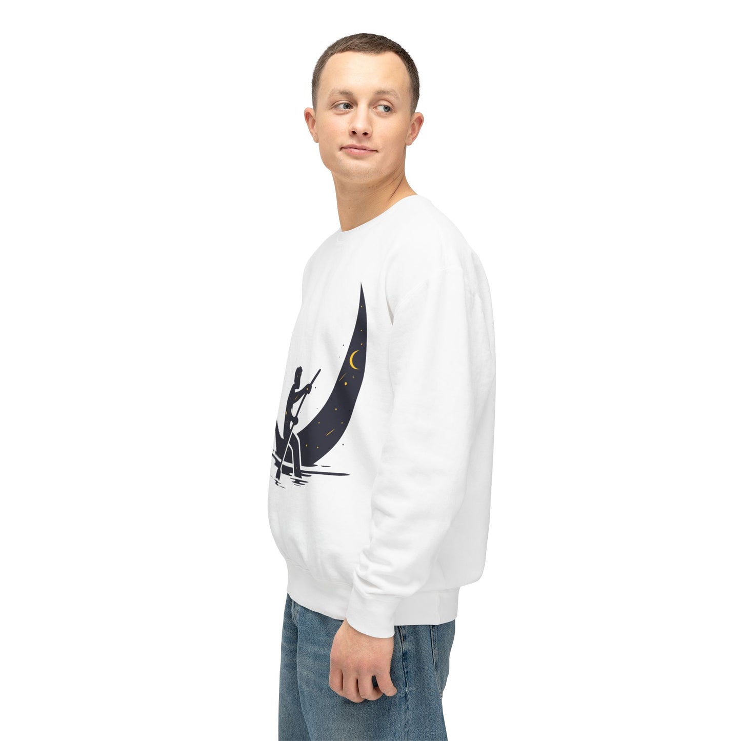 Unisex Lightweight Crewneck Sweatshirt | Rowing on the Moon