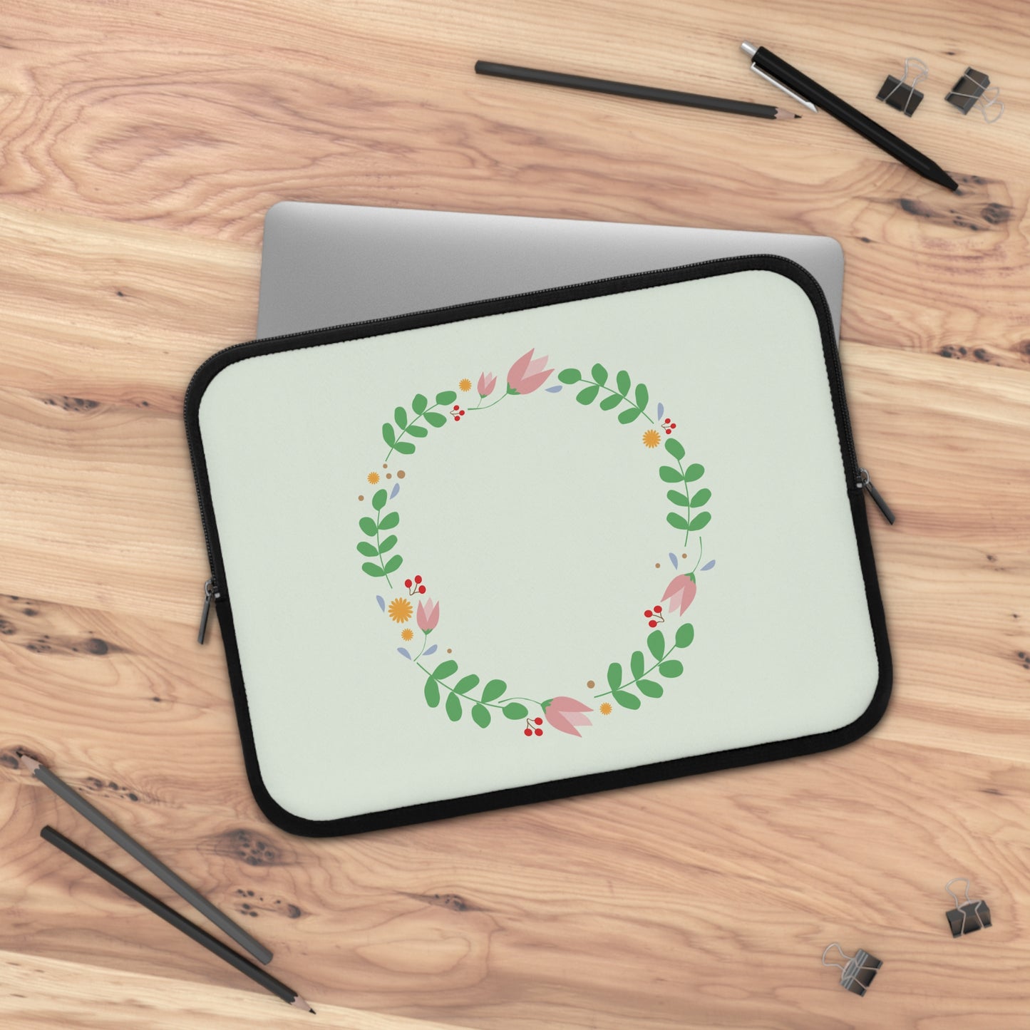Floral Frame Delight | Elegant Decorative Flower Laptop Sleeve