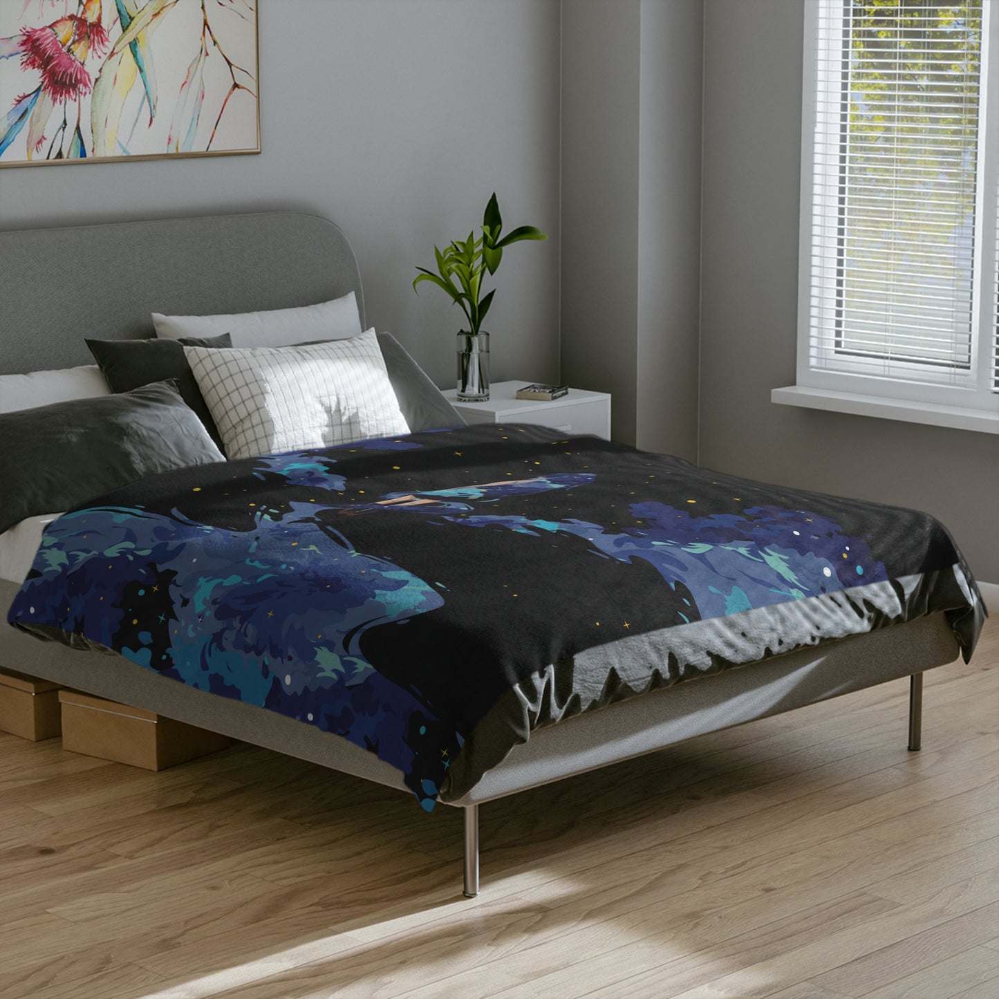 Premium Velveteen Microfiber Blanket | Girl Among the Stars