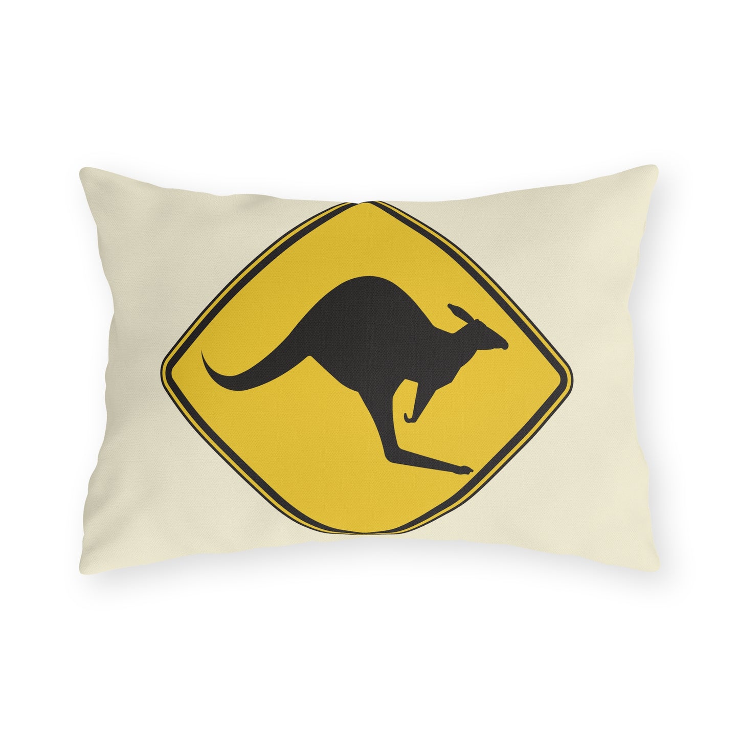 Kangaroo Warning Zone | Fun Artistic Outdoor Pillow for Playful Outdoor Spaces